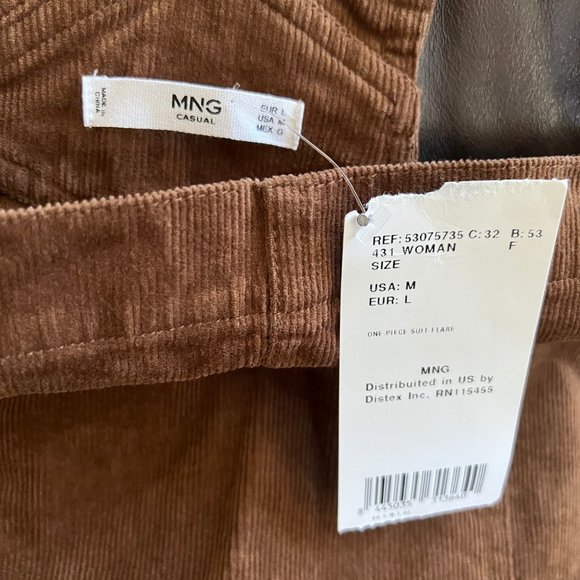Mango Brown Corduroy Flare Overalls Size Medium - Picture 5 of 5